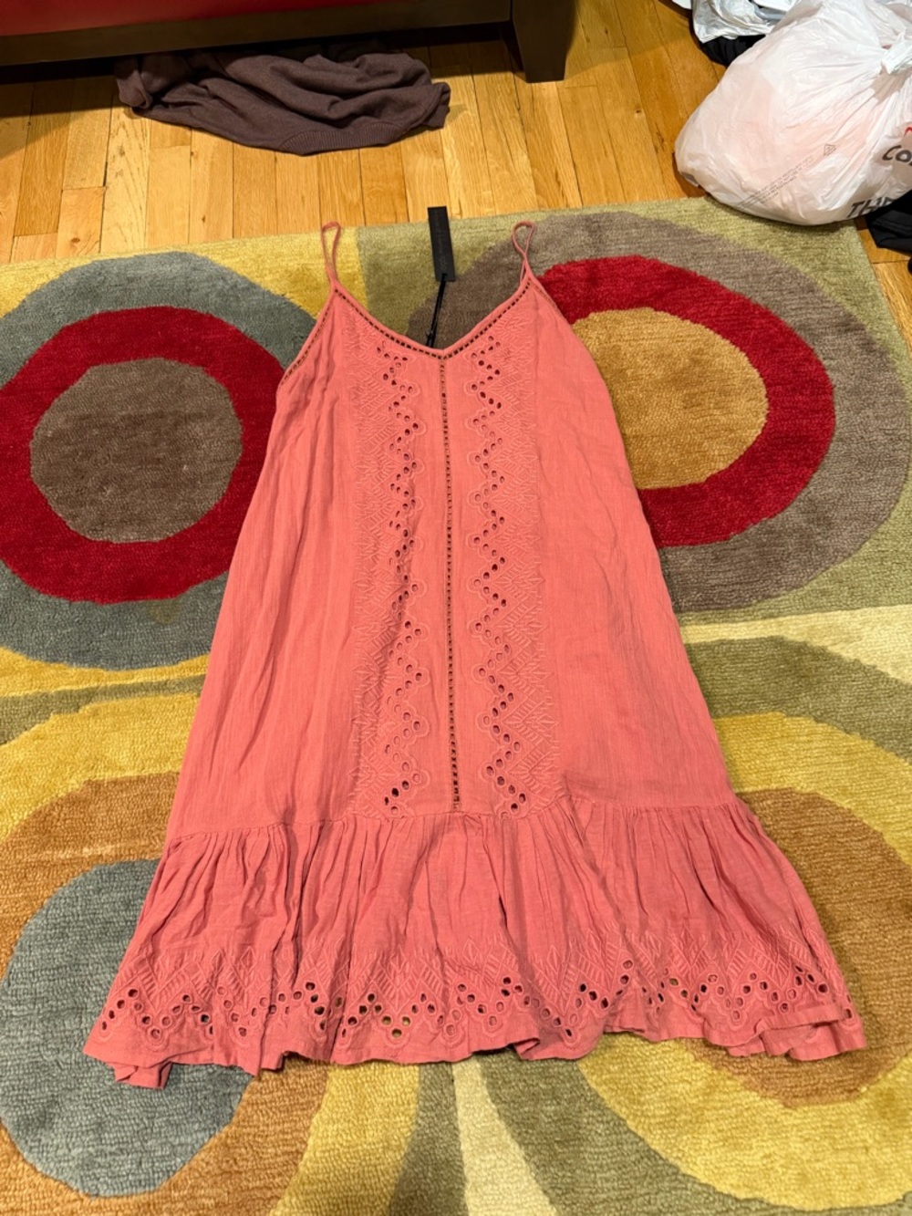 NWT House Of Harlow 1960 Pink Coral Eyelet Babydoll Dress Women’s Size Large